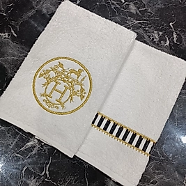 gold ve pip studio Nakış Detaylı Mutfak Havlusu Ve Banyo Havlusu